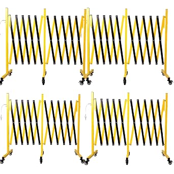 Industrial Expandable Metal Barricade, 17 Feet, Industrial Safety Barriers, Portable Folding Security Gate, Adjustable Traffic Fence for Driveway Warehouse Elevator4pc
