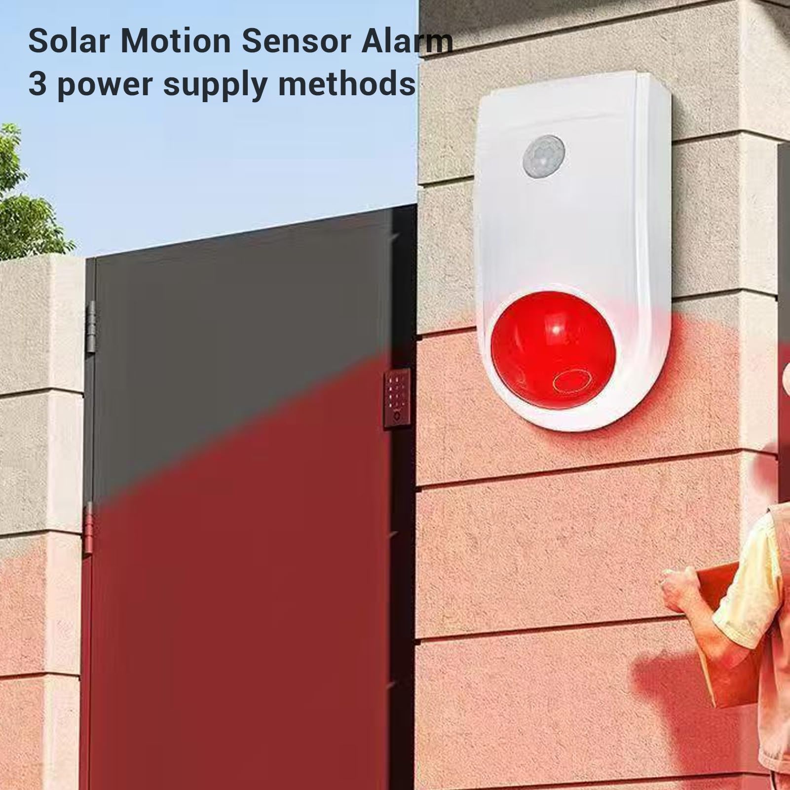 Solar-Infrarot-Bewegungsmelder-Alarm mit 110-dB-Sirene und Benutzerdefinierter Stimme