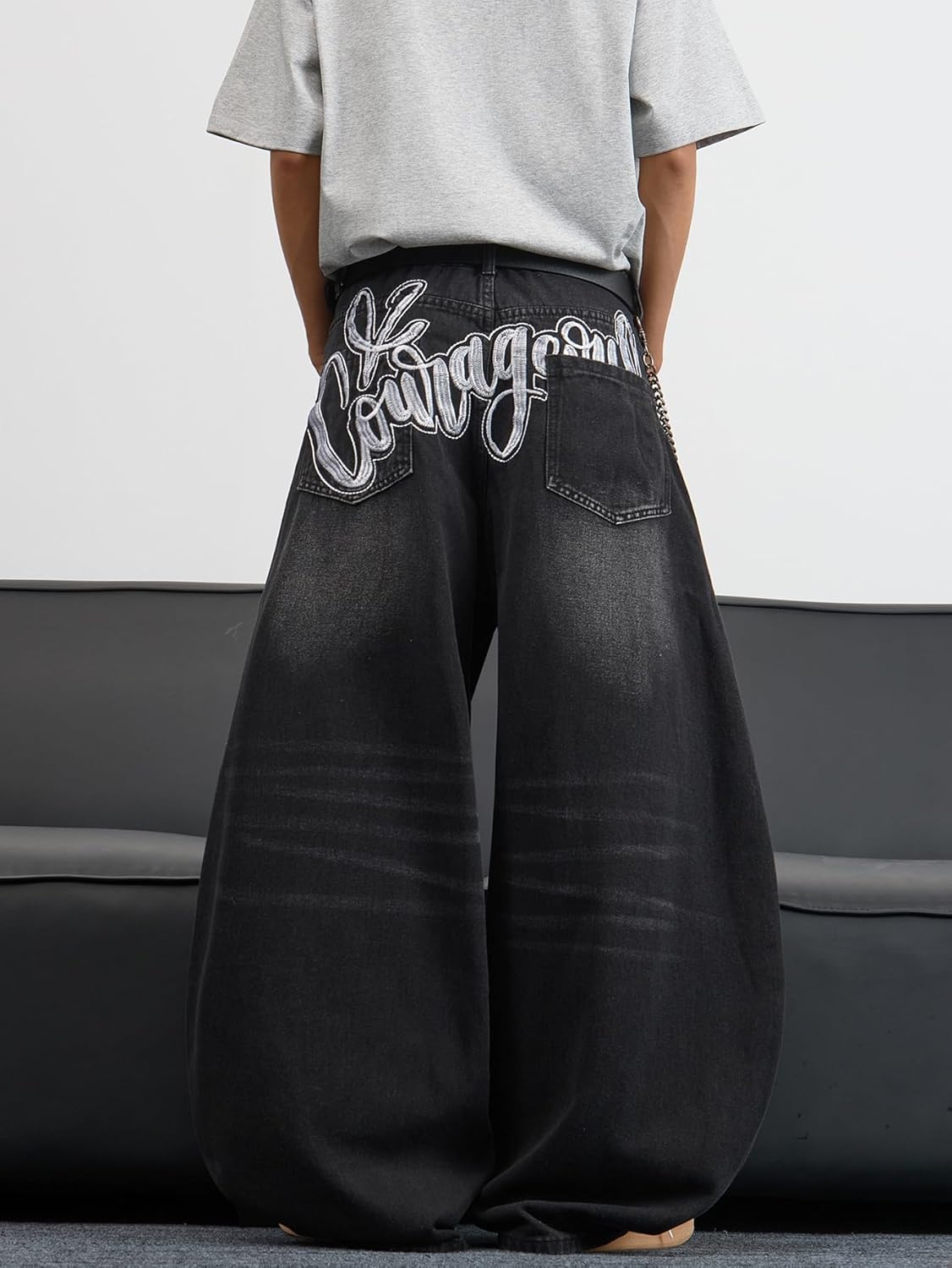 Baggy Barrel Jeans for Men Wide Leg Loose Fit Jeans Y2K Hip Hop Streetwear Denim Pants - Image 5