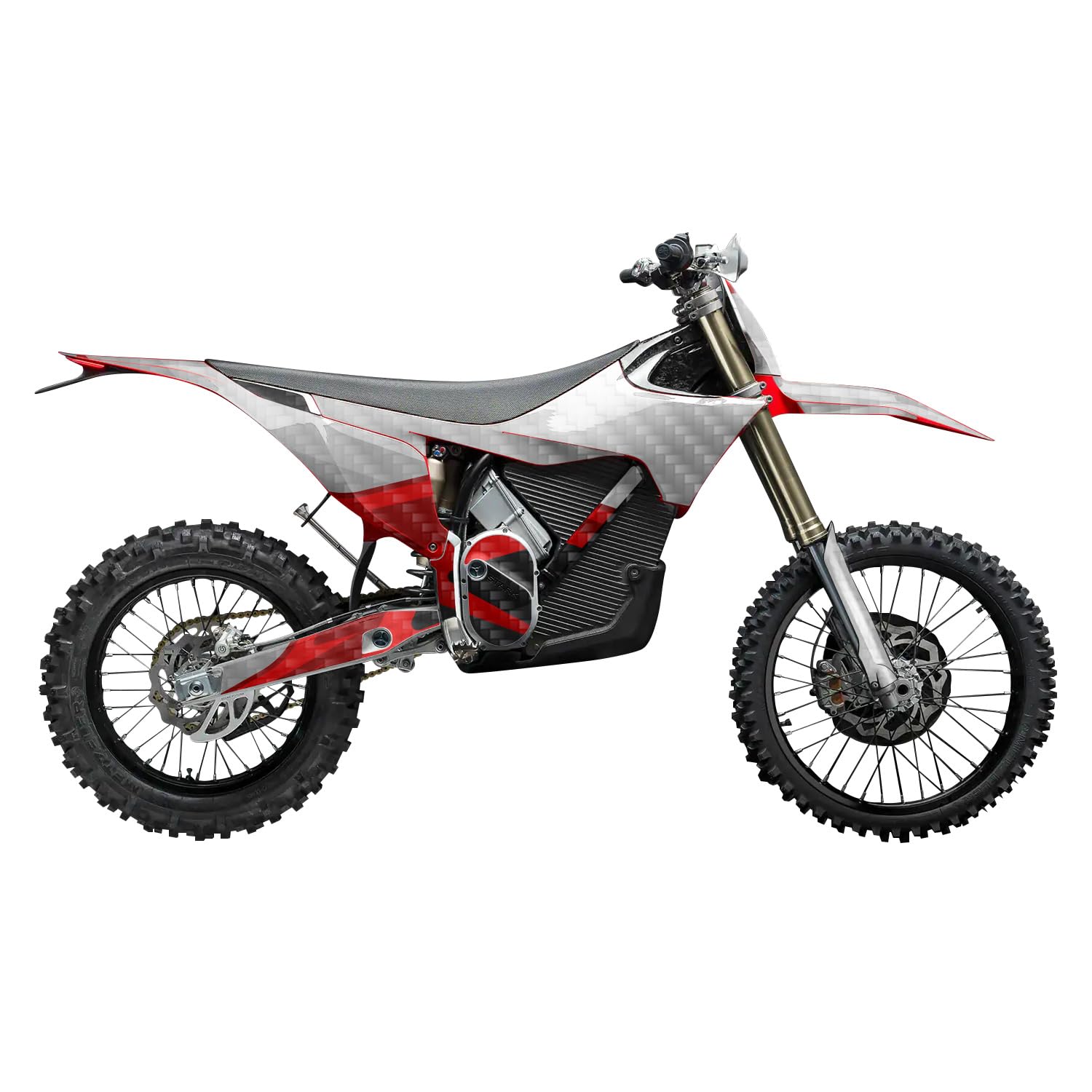 Carbon Fiber Stark Varg MX 2023-2025 Graphics Kit Wrap - Red Divide - Varg MX Skin - Premium 3M Vinyl Protective Wrap Decal Cover - Easy to Apply | Crafted in The USA by MightySkins