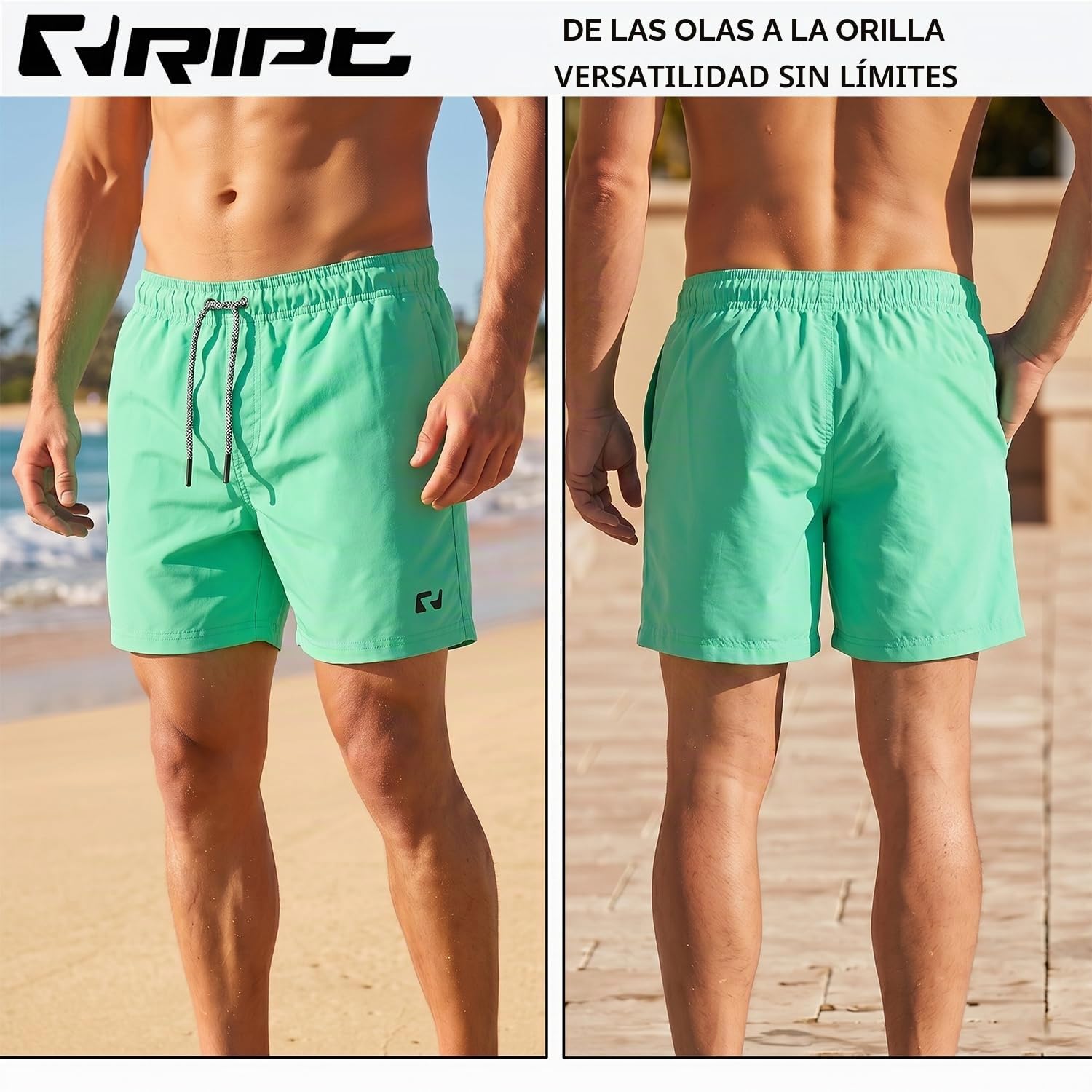 RIPT Bañador Hombre Secado Rápido – Pantalón Corto con Forro Malla, Protección UV50, Boardshort Playa Natación Surf Vacaciones Verano