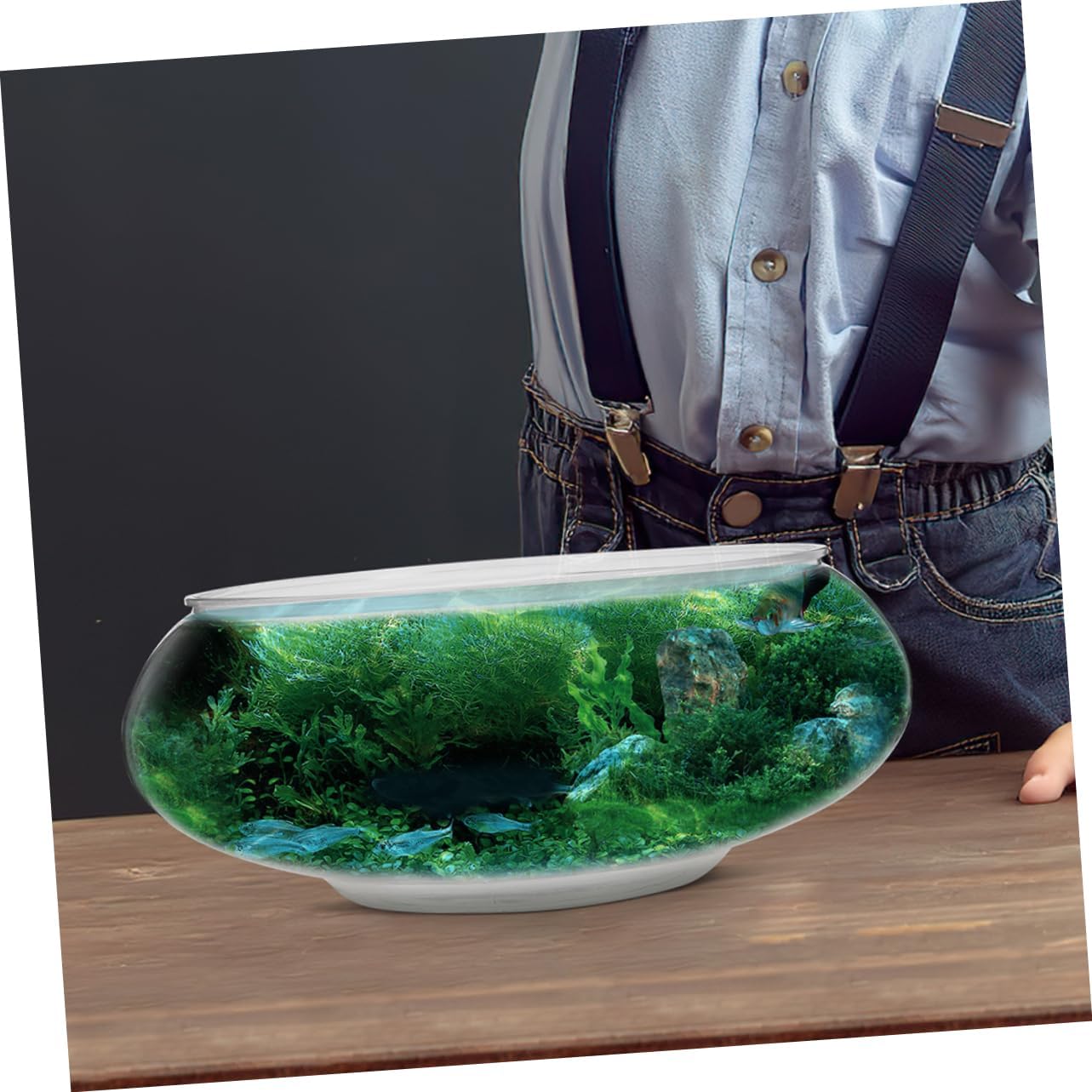 2pcs Transparent Fish Tank Small Unbreakable Aquarium for and Turtles Decorative Desktop Bowl for Use Capacity