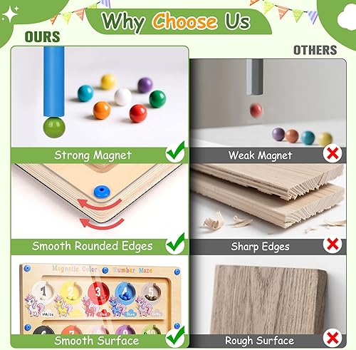 Miniatura 6 de Laberinto magnético de doble cara 2 en 1 de color y número, tablero del alfabeto, juguetes de unicornio de 1 a 3 años, rompecabezas magnético