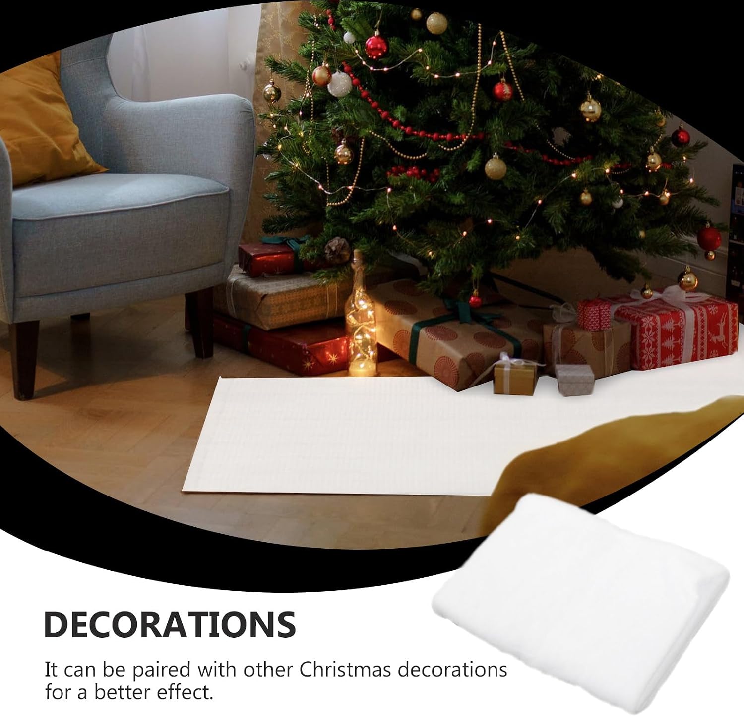 BESTYASH Thickened Artificial Snow Carpet 1.5x1m White Fluffy Decorative Snow Blanket for Christmas Holiday Party Winter Floor Décor