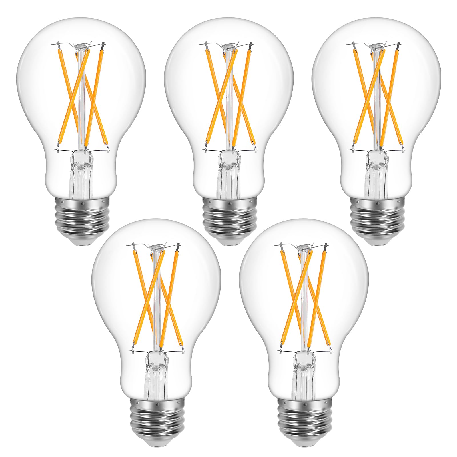 Lepro Vintage LED Bulbs, Dimmable Filament Bulb, 8W 800LM, 60W Equivalent, 2700K Warm White, Classic Clear Glass, A19 Shape, E26 Base, Pack of 5