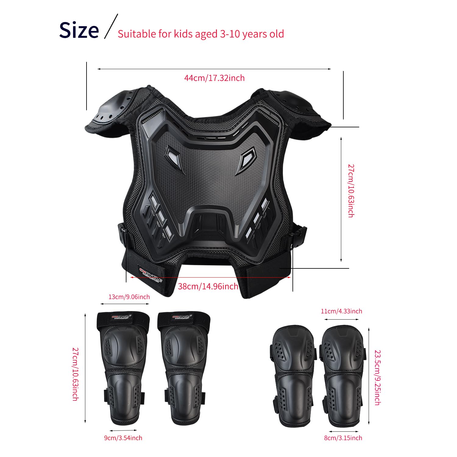 Équipement de moto tout-terrain pour enfants, protection de poitrine avec genouillères, coudières, pour jeunes VTT, cyclisme, patinage