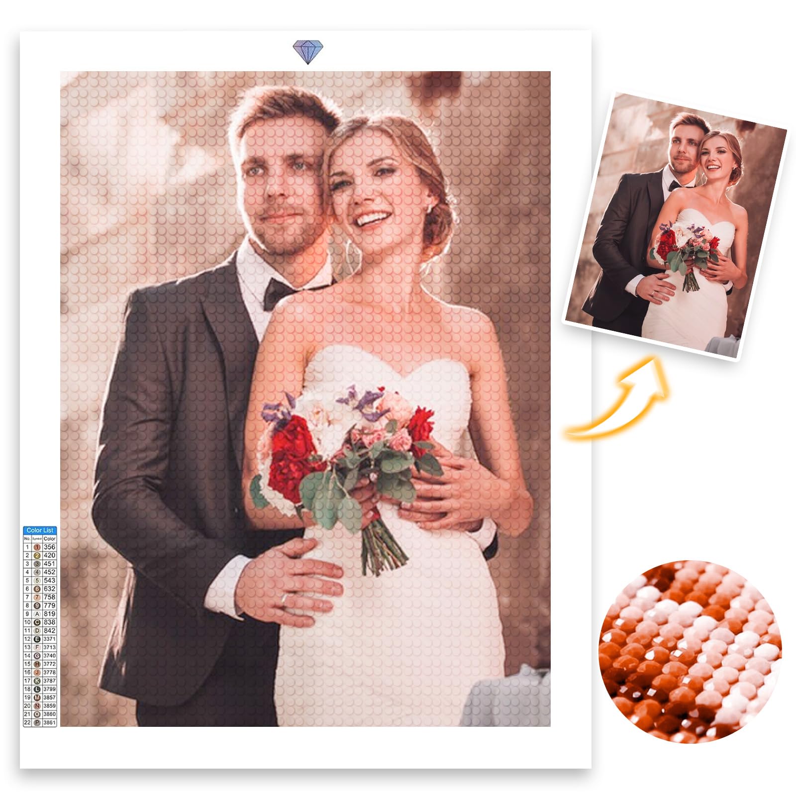 YOYOHAHAHA Personalised Diamond Painting,Diamond Art Personalised Photo Kits for Adults,5D Custom Diamond Painting for Photo Wedding Portrait,Diamond Art Custom Painting UK (40 * 50)