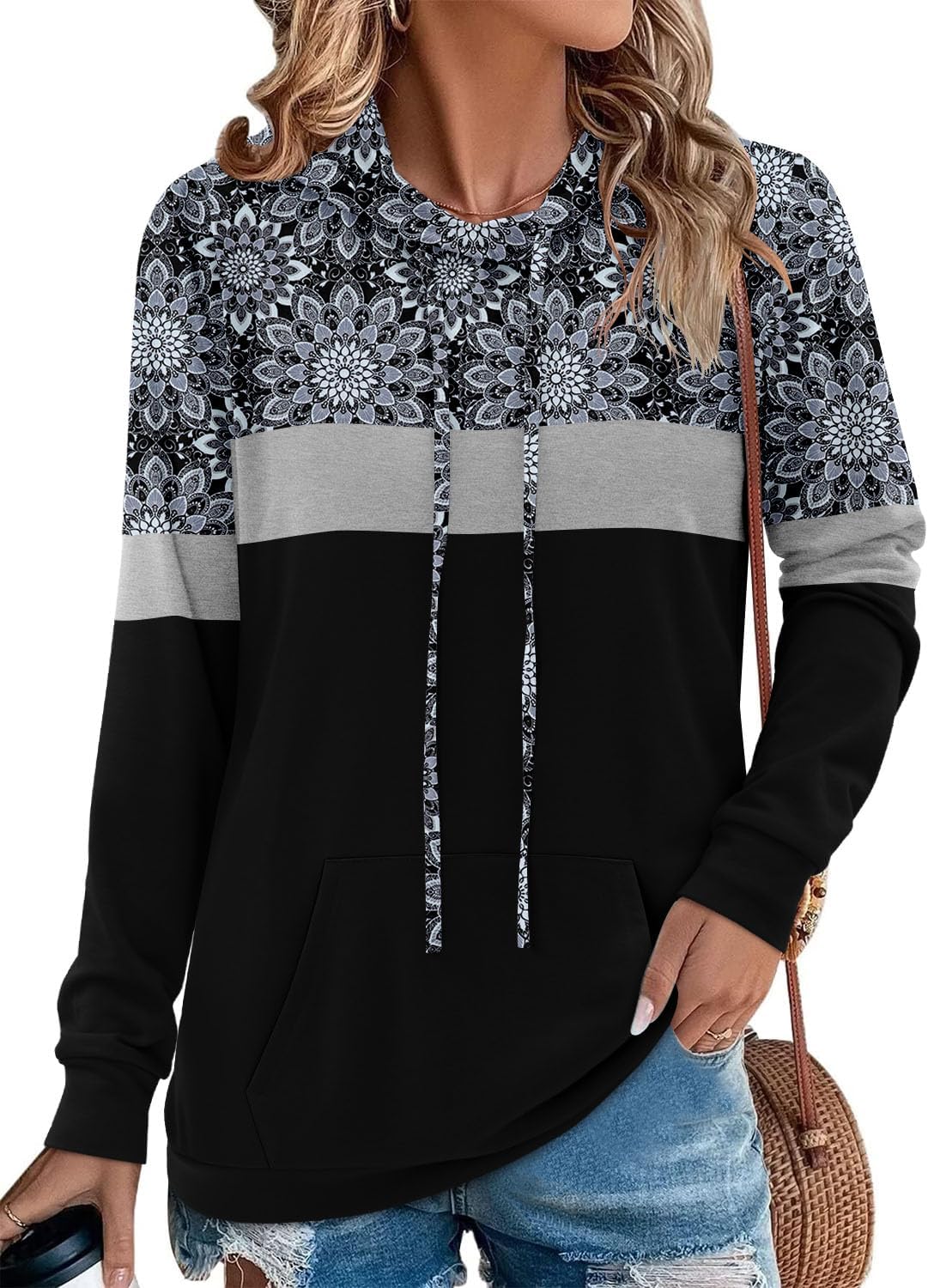 Angerella Hoodies for Women Camo Leopard Print Tops Pullover Hooded Sweatshirt Drawstring with Pocket