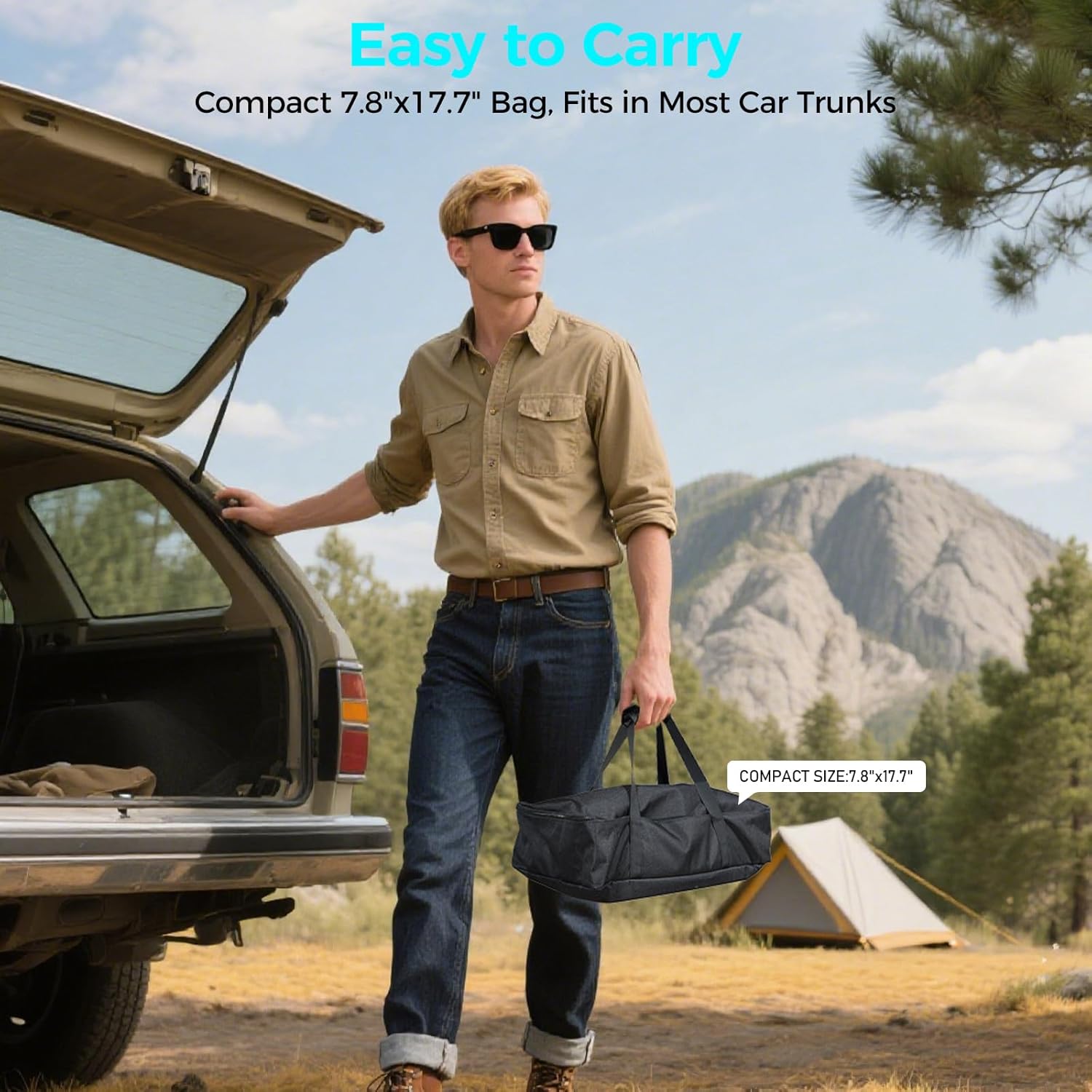 Outdoor Projector Screen with Black Backing - 120 inch Portable Projection Screen with Stand, 16:9 Wrinkle-Free Opaque Movie Screen with Carry Bag for Indoor Home Theater Backyard Cinema