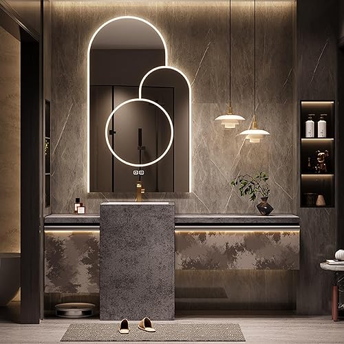 102IN Modern Bathroom Vanity with Sink - Wall-Mounted Floating Vanity Cabinet with Smart Anti-Fog Mirror, Integrated Stone Sink, Stylish Design for Bathroom Renovation, Mirror A