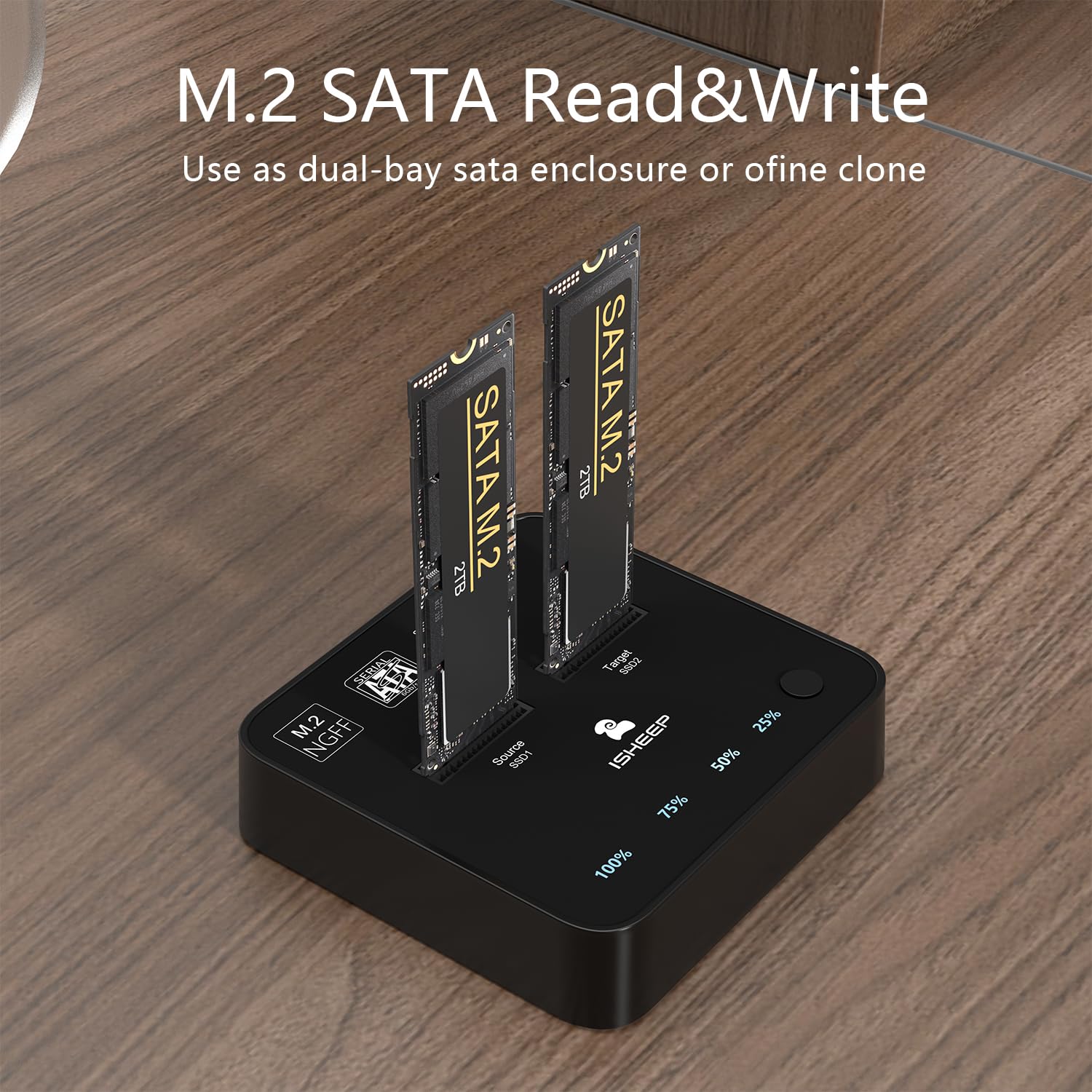 Dual bay Docking station M.2 SATA SSD clone con funzione duplicatore lettore.H016S