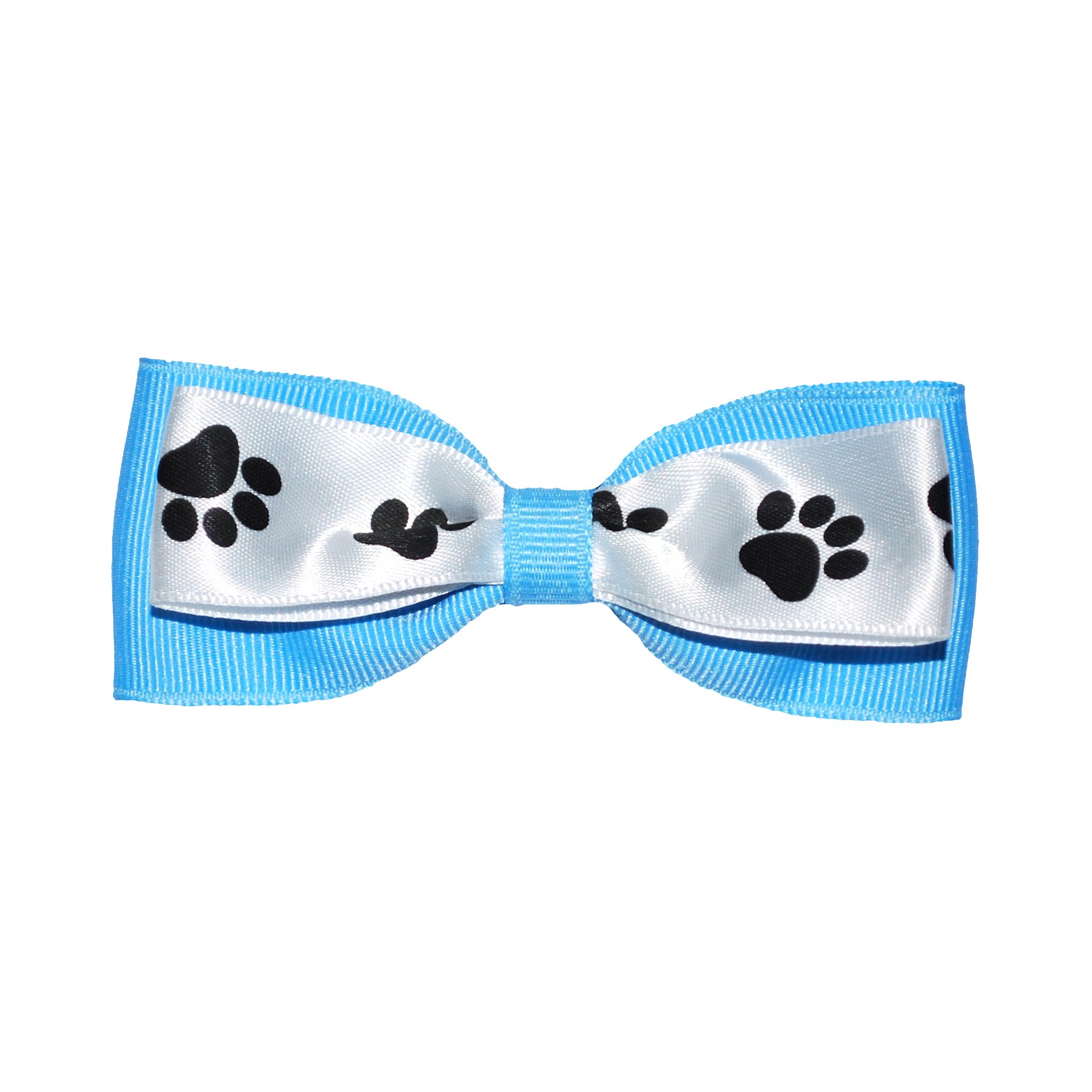 Sprinkles Collar Accessories, Mr. Handsome, 4-Inch, White/Black Paw Print and Blue Bow Tie