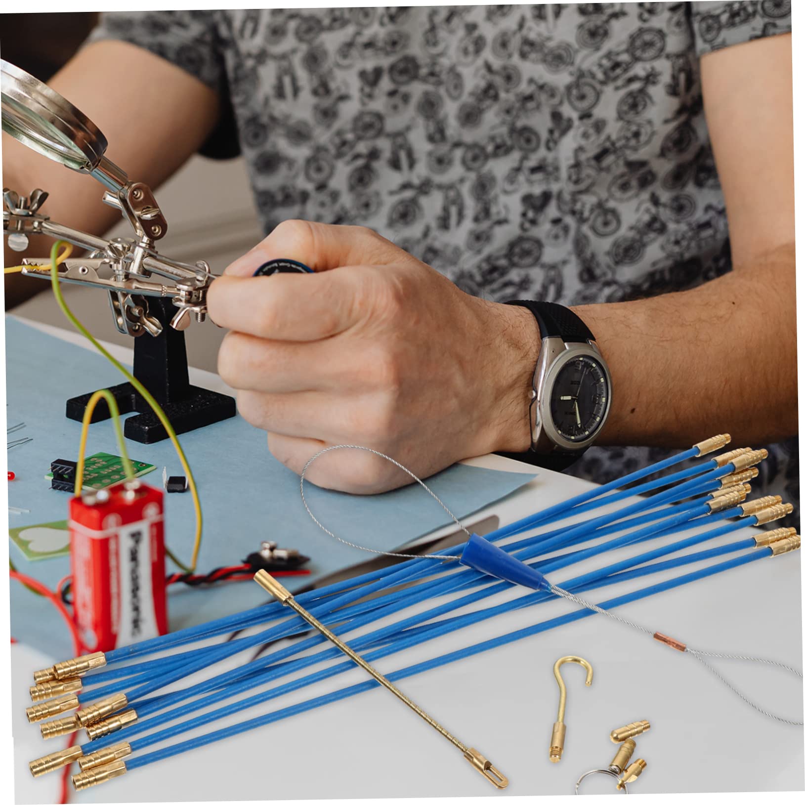 Uonlytech 2 Sets Elektrowerkzeug-kit Fiberglas-fischband-kabelzieher Für Koaxialkabel Laufdrahtzieher