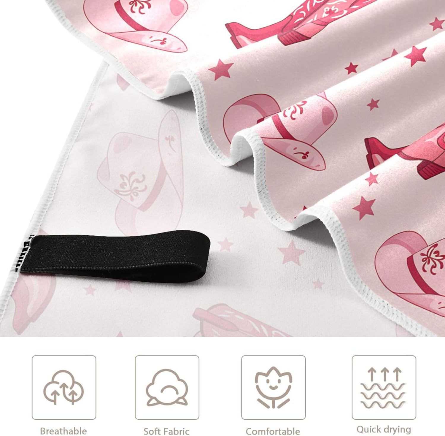 Gredecor Oversized Lightweight Beach Towel 71"x31" Cute Pink Cowgirl Hats Boots Extra Large Thin Sand Free Towels for Travel Swim Pool Yoga Gym Camping Adults Kids