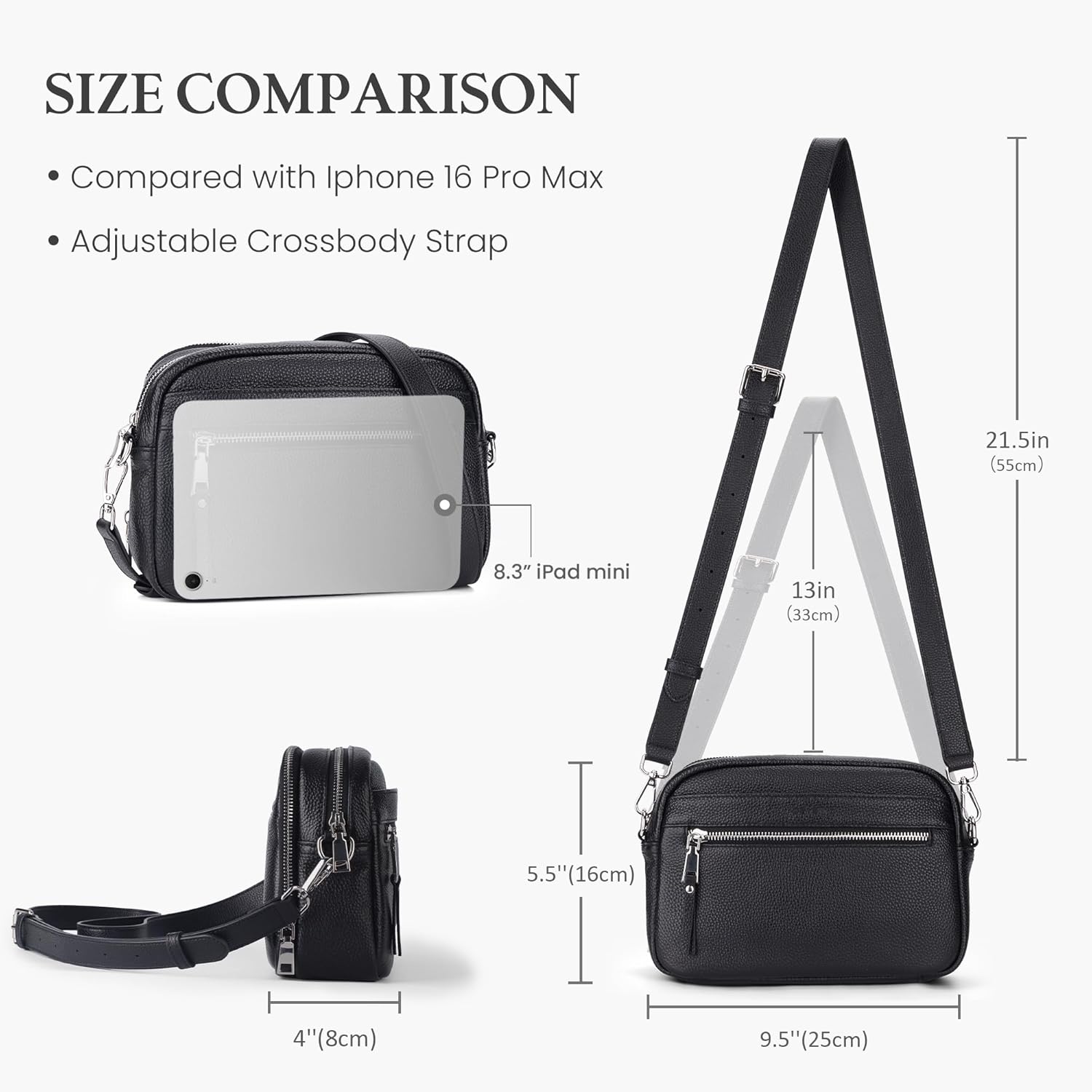 befen Genuine Leather Crossbody Bags for Women, Purses with Built in RFID Wallet Woman Camera Shoulder Bag Handbags | Genuine Leather, Built in RFID Wallet, Genuine Leather, Built in RFID Wallet - Image 7