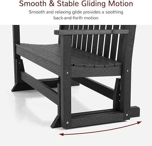 Miniatura 5 de Stoog Banco de columpio para exterior, todo clima HIPS con capacidad para 2 personas, banco de columpio de patio con capacidad de peso de 363 kg,