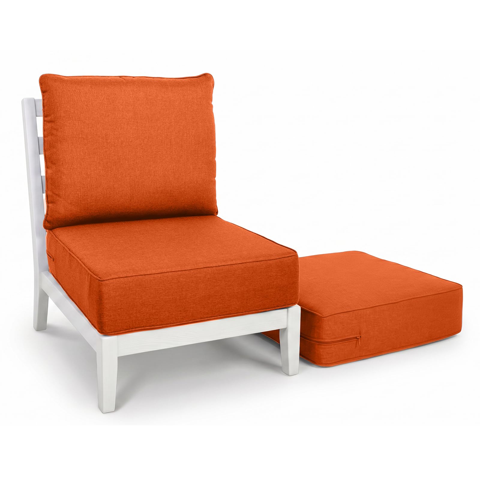 Outdoor Seat Cushion Set-24 x 24 x 6 Inch Outdoor Chair Cushions Set of 2 with Water Resistant &amp; Removable Cover Outdoor Cushions for Patio Furniture Chair Sofa Couch-Orange