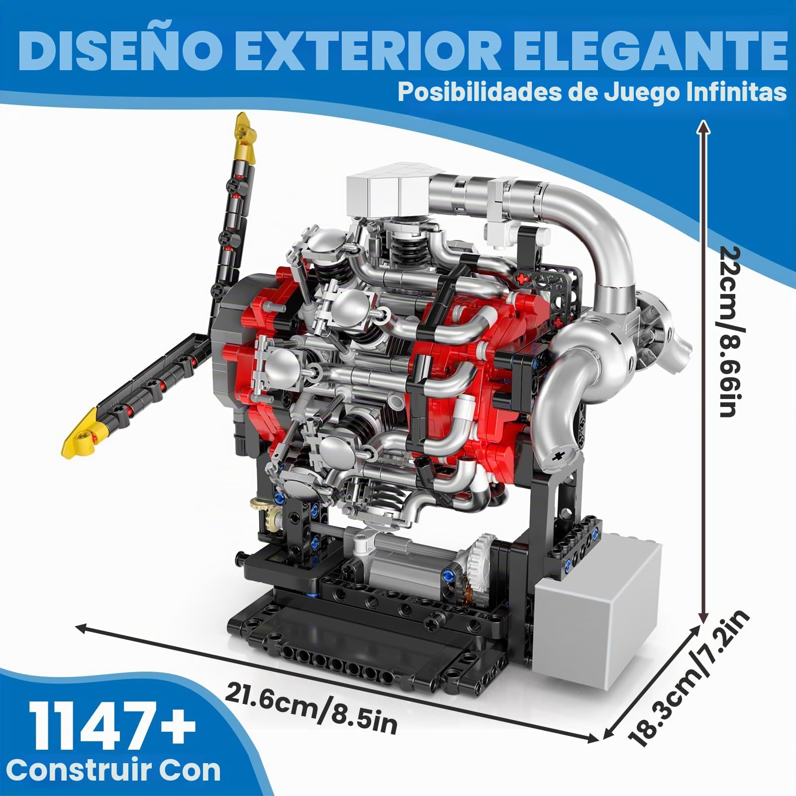 Mould King 10211 - Kit de construcción de motor de aviación, bloques de construcción, bloques de sujeción, simulación, motor de avión, kit para adultos (1147 piezas)