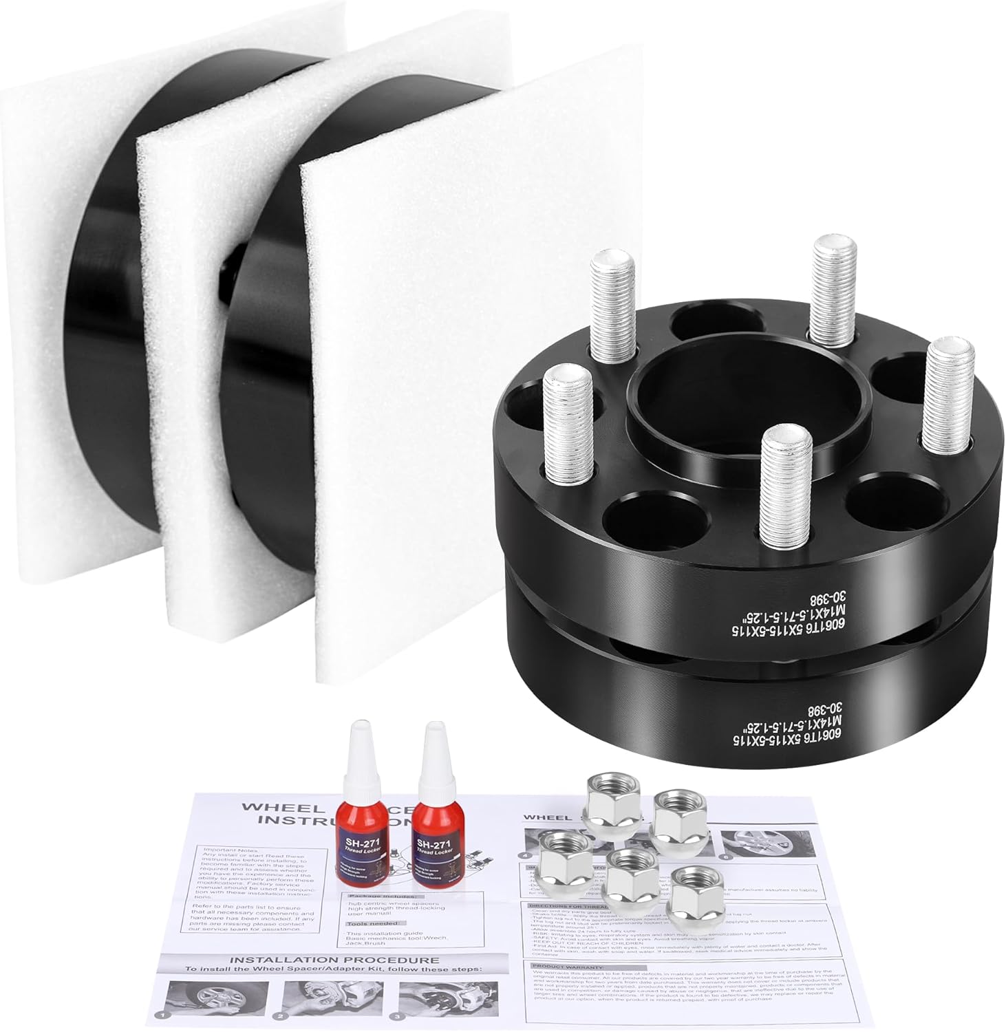 YIZBAP 5X115 Hubcentric Wheel Spacers for 2005-2023 300, 2009-2023 Challenger, 2006-2023 Charger, 2004-2009 Magnum, 1.25 inch 5X115 Wheel Spacers with 71.5mm Hub bore 14X1.5 Thread Pitch - Image 7