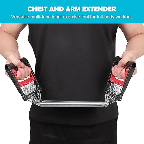 Miniatura 2 de uxcell Expansor de brazo de pecho, resortes ajustables para ejercicio, bandas de resistencia para hombres, equipo de fitness en casa con 5 resortes