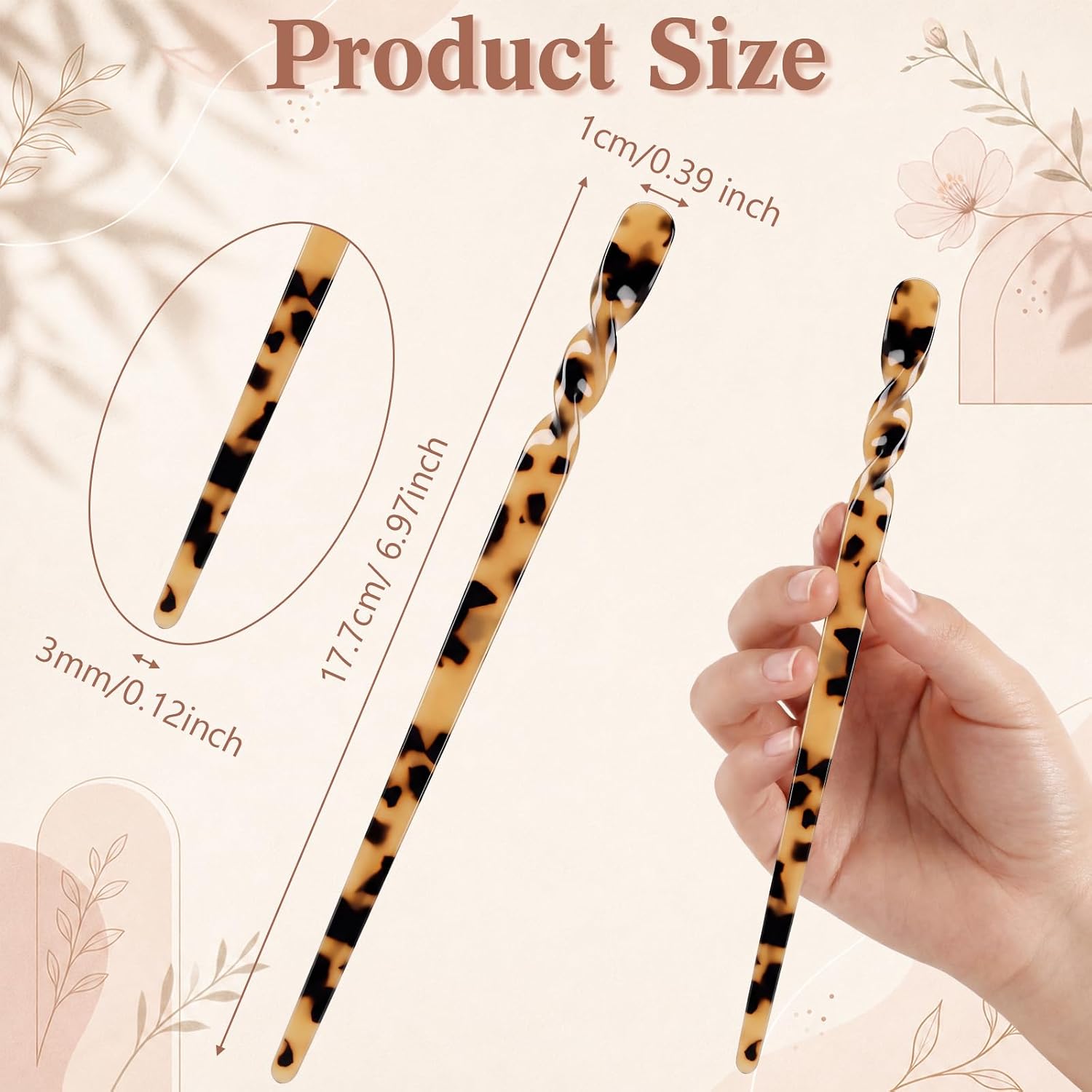 Sabary 2 Pcs Acrylic Needlepoint Laying Tool, Light Tortoiseshell,Pink
