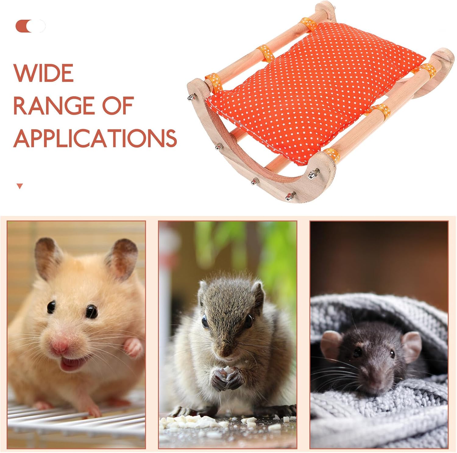 Hemoton Hamster Cradle Bed Wooden Small Animal Sleeping Lounge Warm Cotton Nest Pet Cradle Bed for Reptiles and Rodents