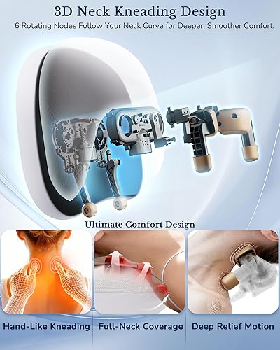 Miniatura 3 de Almohada masajeadora de cuello con calor almohada de masaje Shiatsu inalámbrica para aliviar el dolor de tejido profundo, intensidad y modos