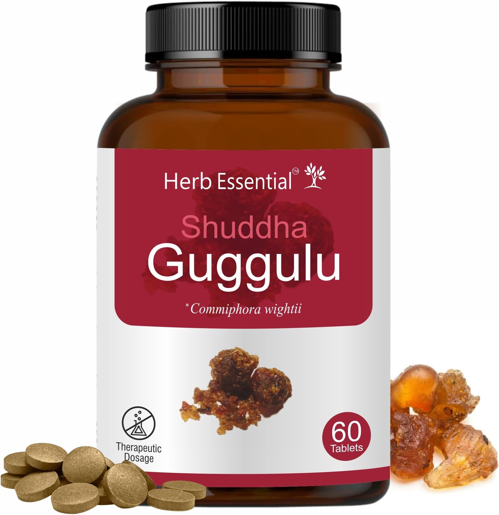 Herb Essential Shuddha Guggulu 500 mg Tablets, 60 Count | Ayurvedic Herbal Supplement for Daily Use