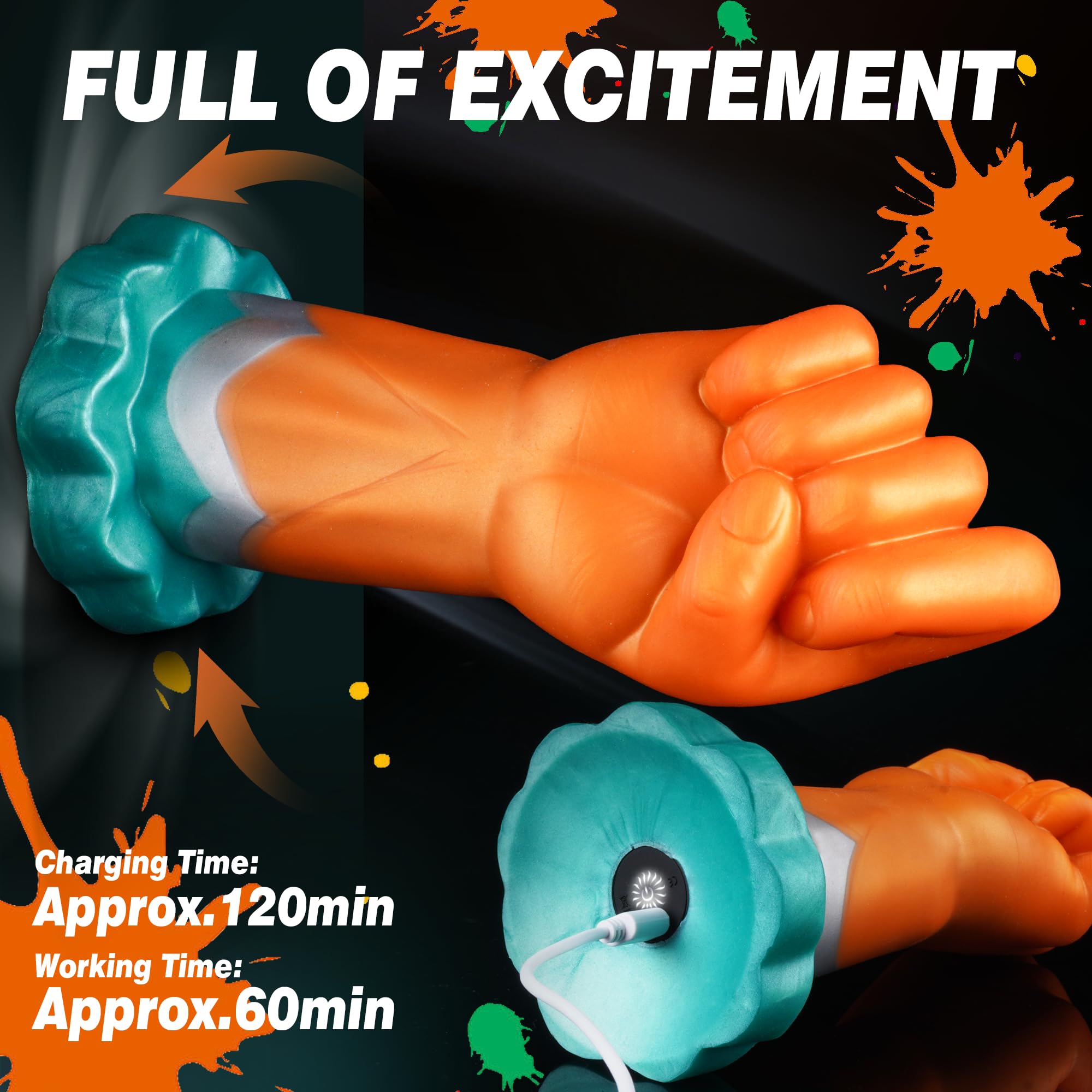 3.42" Diameter Fist Dildo with 10 Vibration Settings – Monster Anal Vibrator Huge Hand Dildo for Size Kings & Prostate Play Fans, Thick Anal Dildo Sex Toys for Men Gay Women