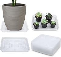 Vista 12 de Paquete de 20 Bandejas Cuadradas para Plantas de 6 Pulgadas, Bandejas de Plástico Transparentes para Plantas, Bandeja de Drenaje para Macetas