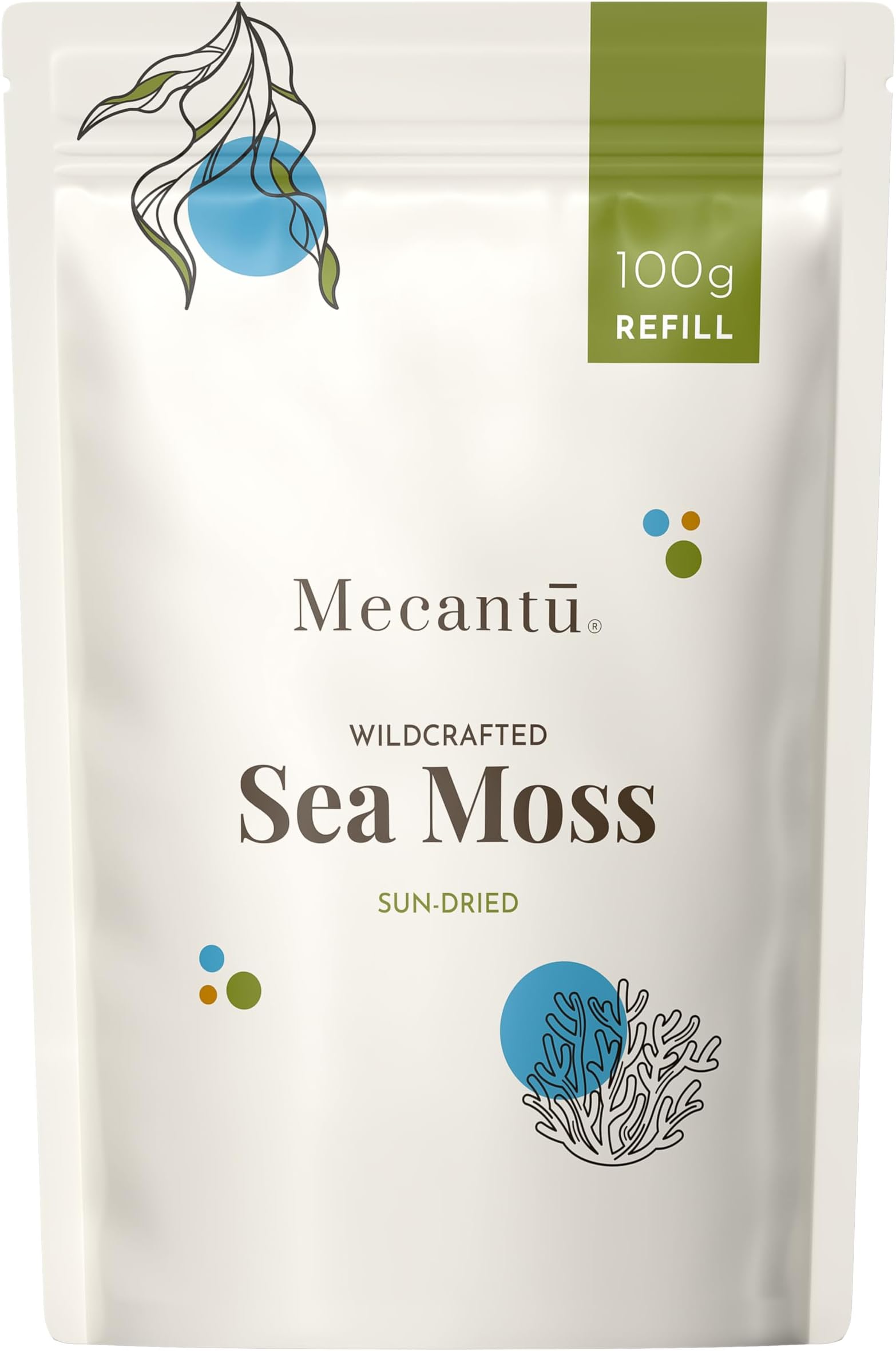 Raw Sea Moss (Irish Sea Moss) - Ethically Sourced & Eco-Friendly | Create Healthy Vegan Food, Drinks, Seamoss Gel, and Seamoss Powder | 2+ Months Supply (Refill, 100g)