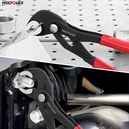 Miniatura 6 de MAXPOWER Alicates de bomba de agua de 7 pulgadas, con capacidad de apertura de mordaza de 0.98 pulgadas y bloqueo con botón pulsador