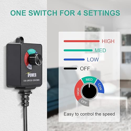 Miniatura 2 de iPower Ventilador de conducto en línea de 4 pulgadas y 190 CFM, controlador de velocidad variable HVAC para tienda de cultivoventilación
