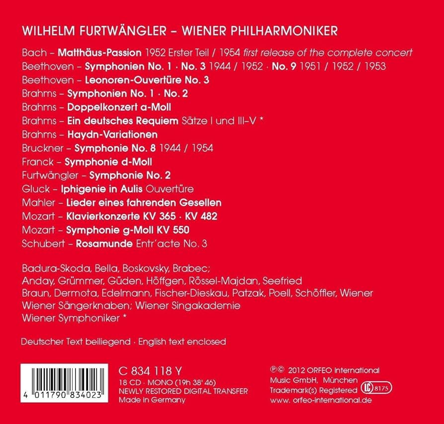 フルトヴェングラー／ウィーンでの演奏会１９４４～５４（１８ＣＤ） フルトヴェングラー／ウィーンでの演奏会1944～54（18CD