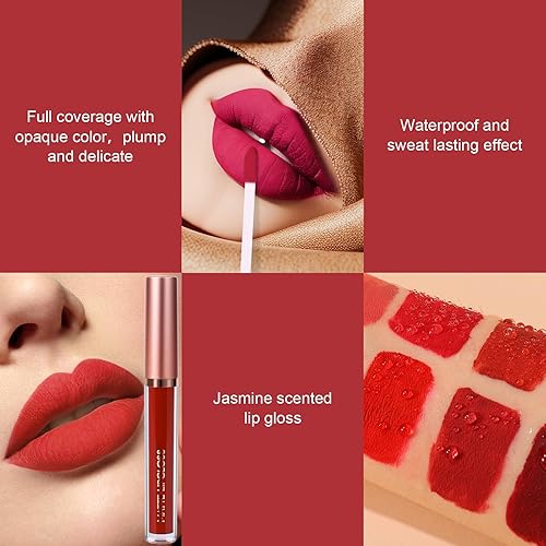 Miniatura 3 de Lápiz labial líquido mate, 8 piezas para niñas, mujeres, brillo de labios, juego de maquillaje, regalos para esposa, mamá, novia, taza antiadherente