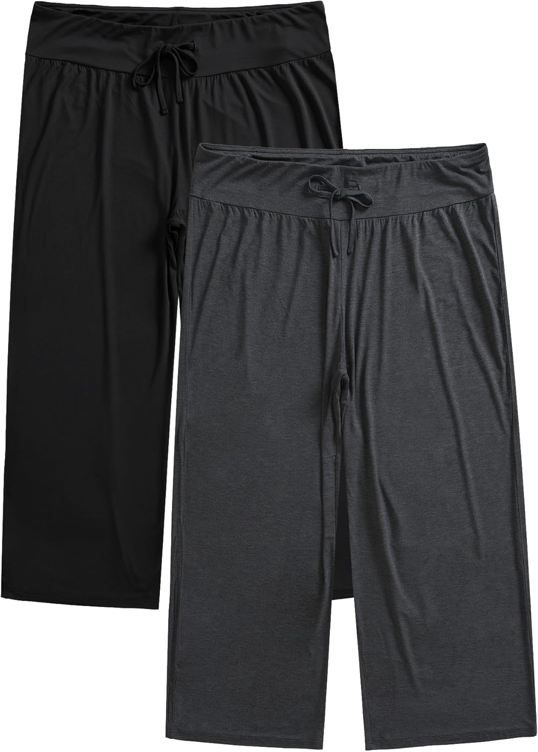 Esenchel Women's Plus Size Wide Leg Pajama Pants Soft Loose Sleep Pants 2 Pack