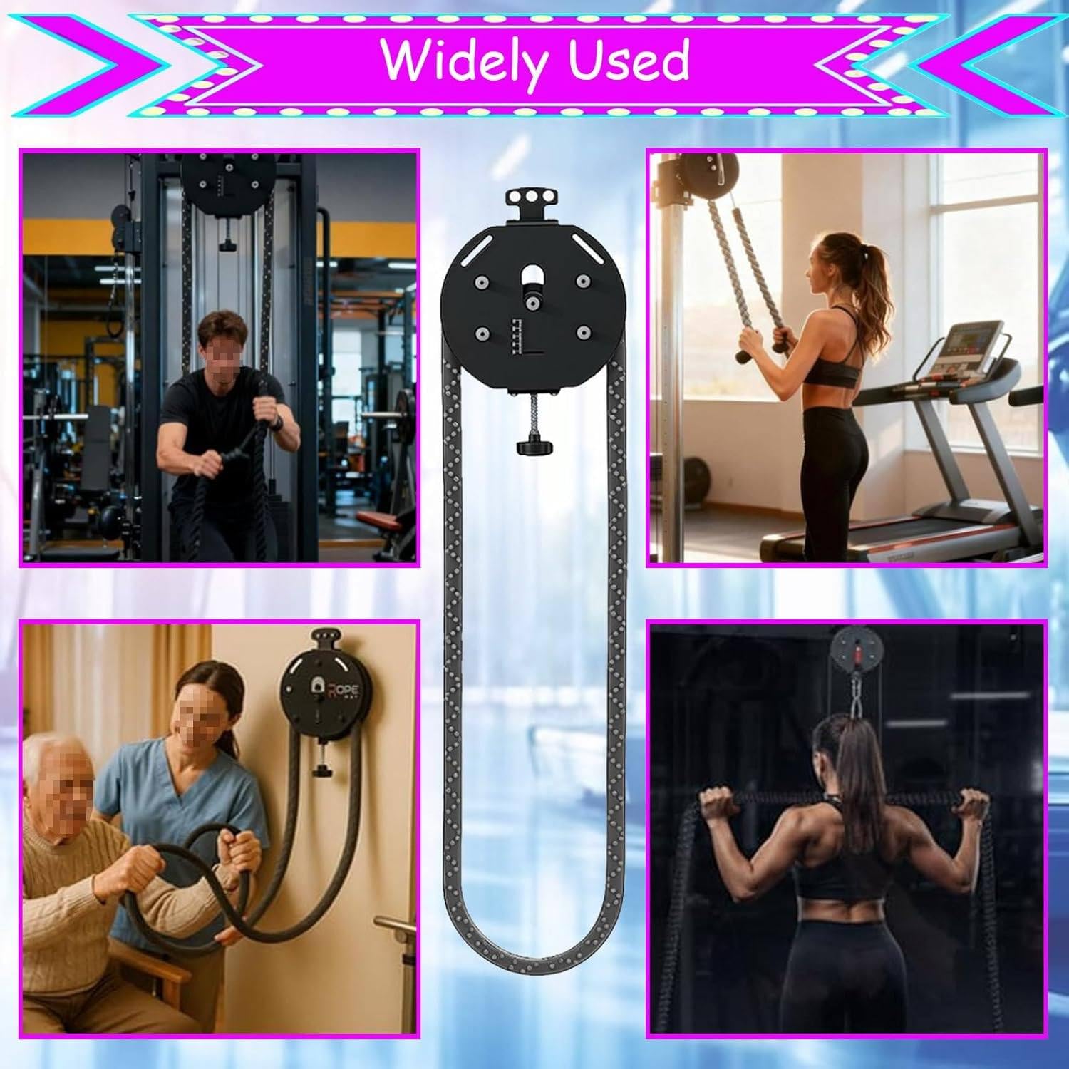 Maszyna linowa Endless Rope Trainer, regulowany system linowy z regulowanym oporem, do treningu wytrzymałości mięśni kończyn górnych, ćwiczeń aerobowych i koordynacji całego ciała Red