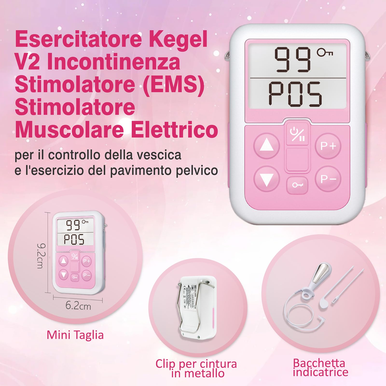 iSTIM Stimolatore per incontinenza Kegel V2 con sonda per il controllo della vescica e esercizi per il pavimento pelvico per donne Stimolatore elettrico muscolare (EMS