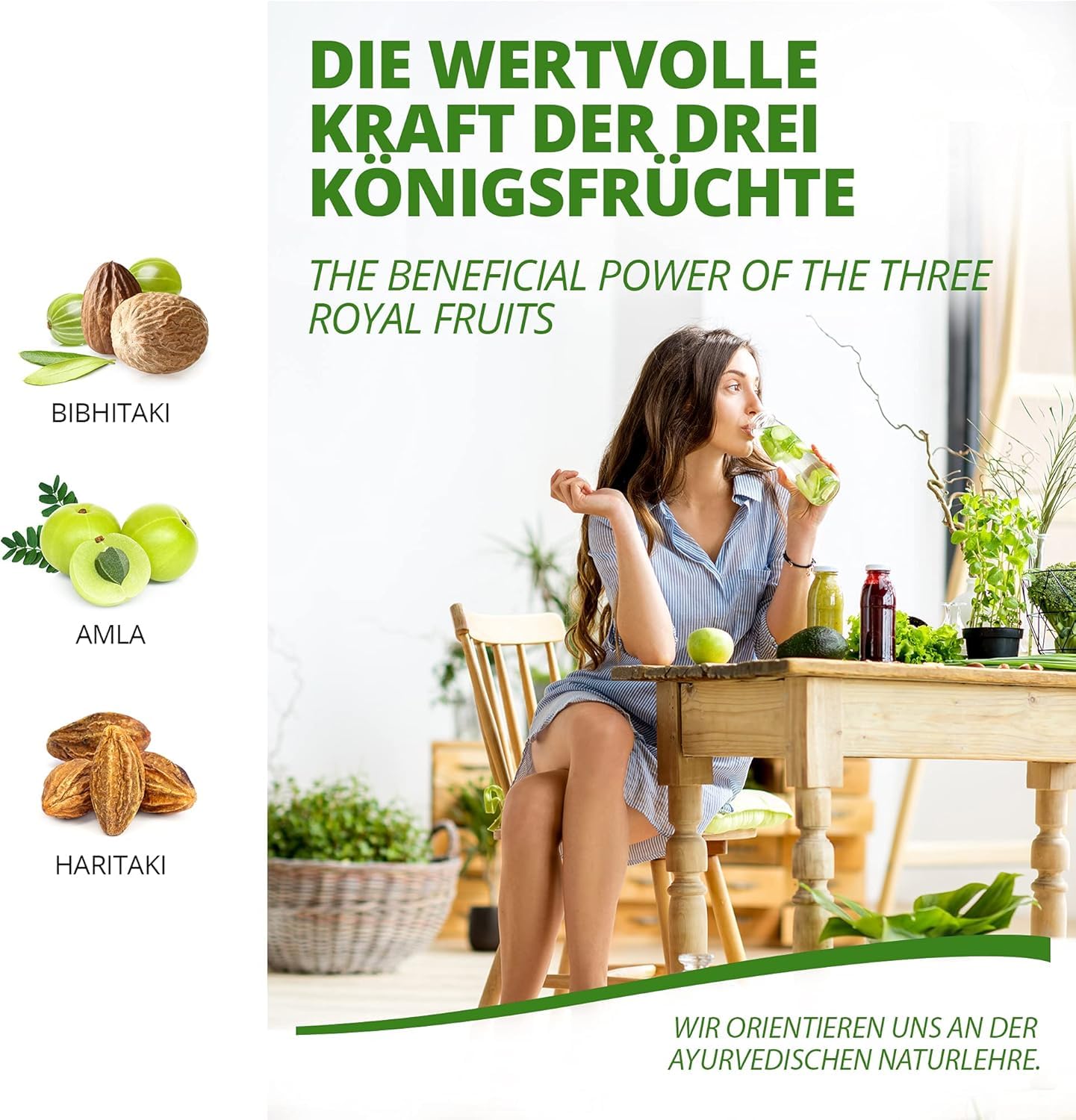 MoriVeda Compresse di Triphala 1000 mg, miscela ayurvedica di tre frutti con Amla, Haritaki e Bibhitaki, integratore alimentare vegetale vegano, 120 compresse