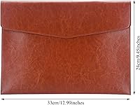 Vista 2 de Enyuwlcm Carpeta de archivo A4 de cuero de la PU, portadocumentos con cierre a presión para el contrato de recibo, color marrón