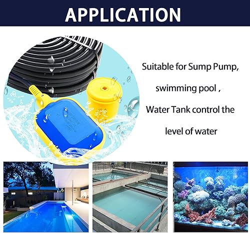Miniatura 3 de Interruptor de flotador de cable 3M 10 pies Universal Piggyback Interruptor de flotador de servicio pesado Controlador de nivel de agua para sistema