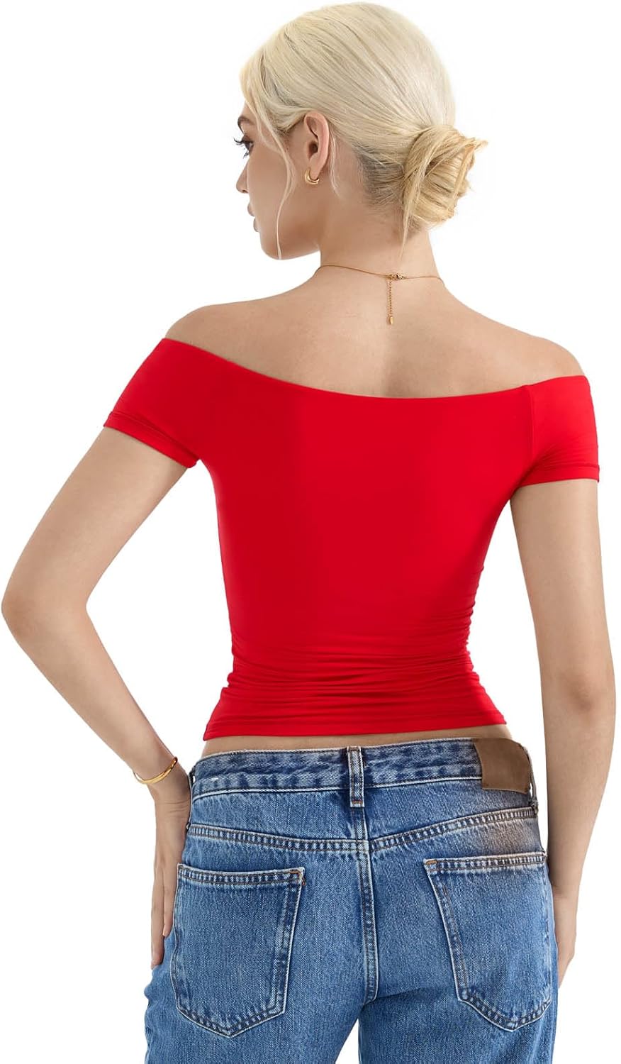 SUUKSESS Women Double Lined Off The Shoulder Tops Fitted Going Out Basic Shirts - Image 6