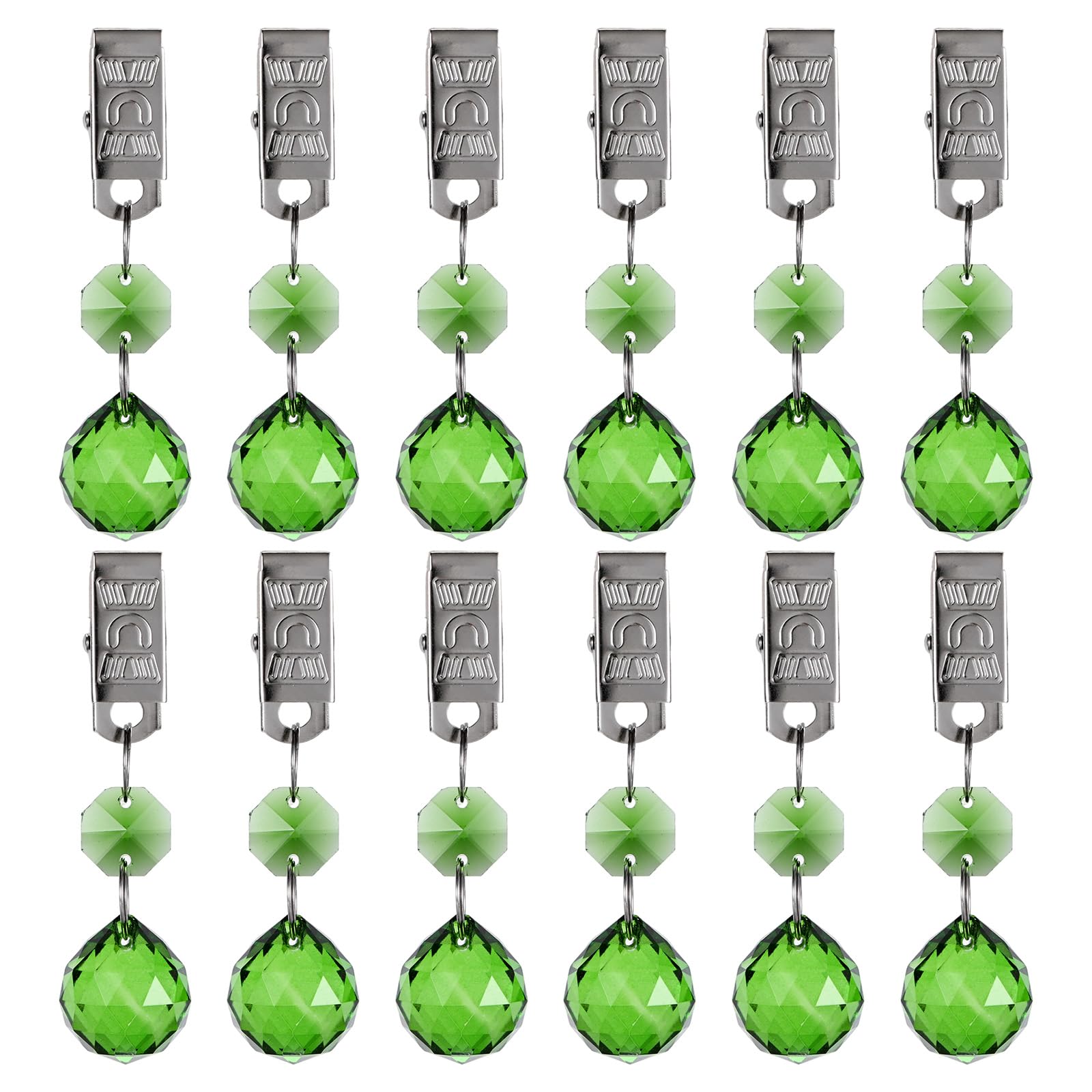 M METERXITY 12-Pack Tablecloth Weights, 3.15 Inch Crystal Table Cover Weights with Metal Clips for Decoration/Outdoor Picnic/Family Dinner Party, Prisms Table Cloth Hangers [Deep Blue]