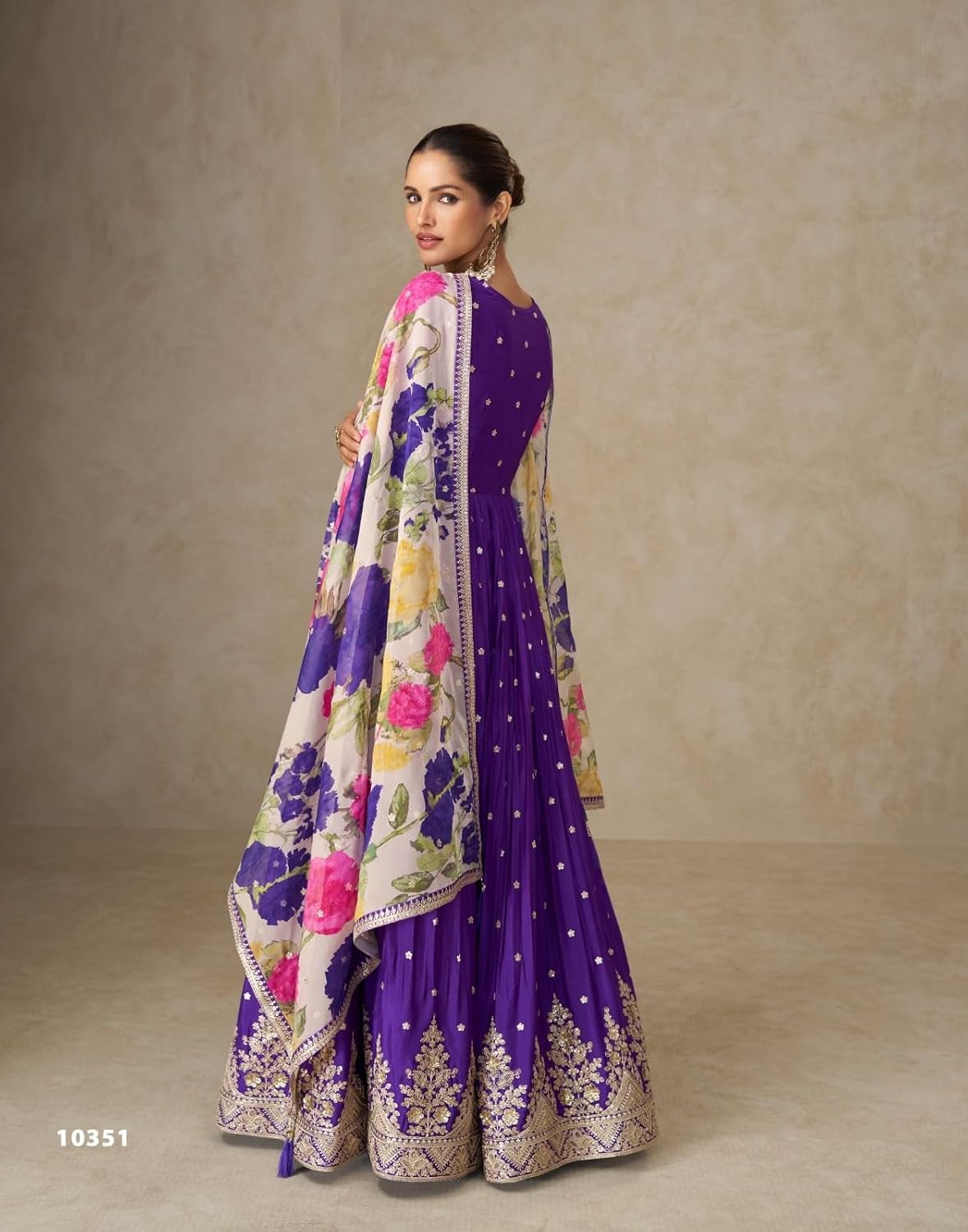 Party Wear Suit Chinon with Embroidery Work Anarkali Style Suit Set 16255