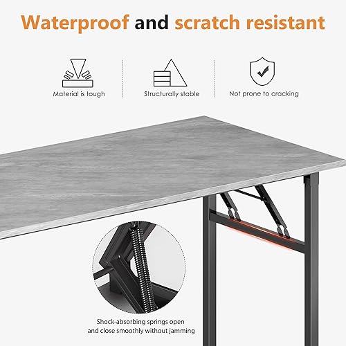 Miniatura 66 de DlandHome Escritorio plegable pequeño de 31.5 pulgadas, escritorio de computadora para oficina en casa, mesa plegable para espacios pequeños, no