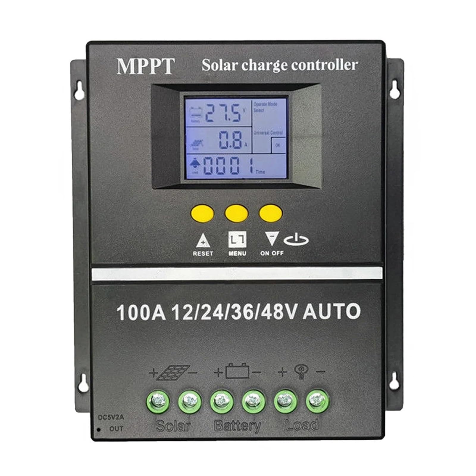 CUDTAPI MPPT 100A/80A/60A Solar Char Controller 12V24V 36V 48V Auto Controller Solar PV Battery Charr Tool With LCD Display Dual USB(100A)