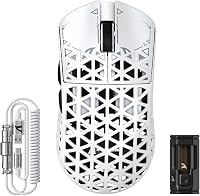 ATTACK SHARK R5 Ultra Szénszálas Gamer Egér, 39g Szuperkönnyű, 8000Hz Vezeték Nélküli, 42000 DPI, Bluetooth/2.4G/Vezetékes, Fehér 1