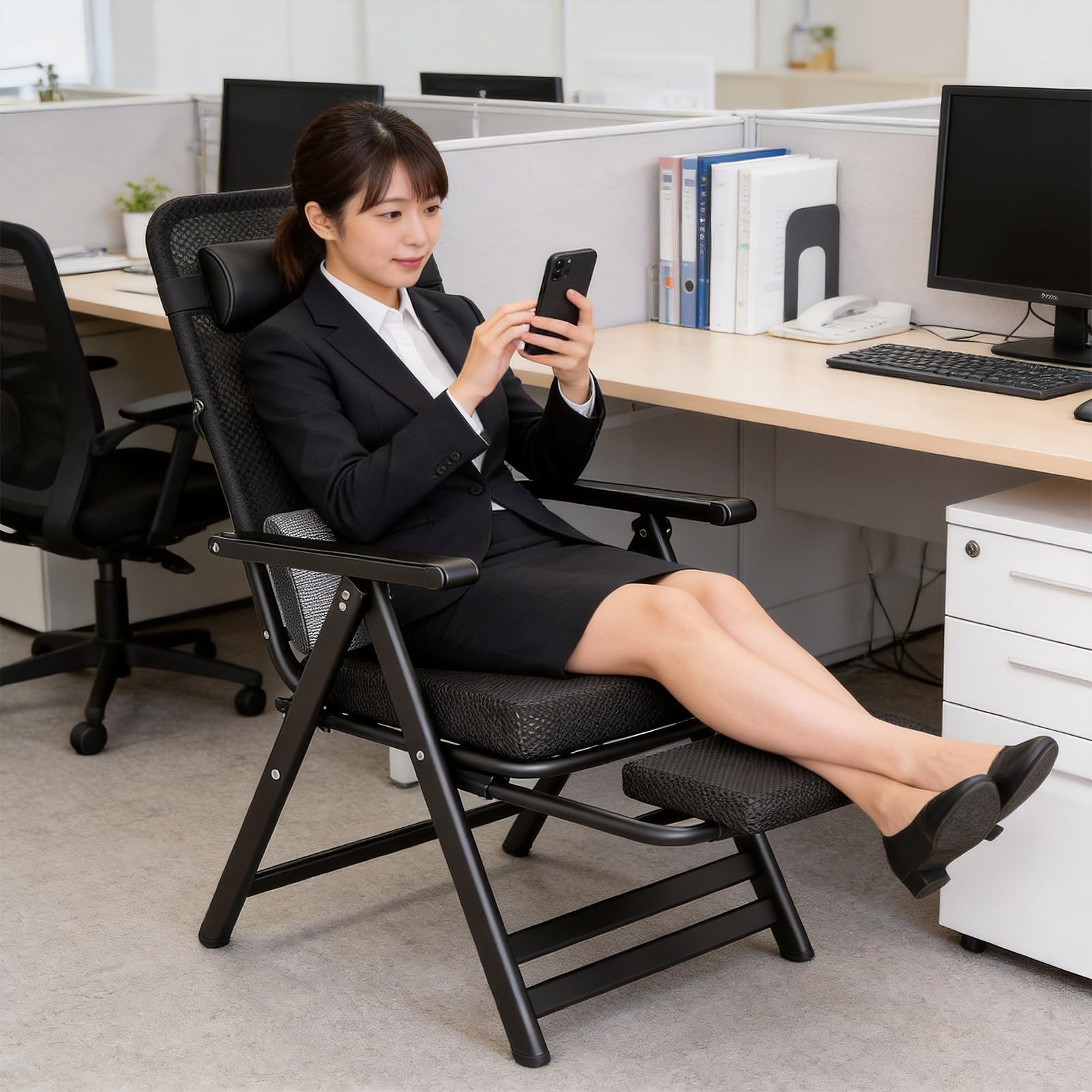 Amazon.co.jp: Isabally オフィスチェア 折りたたみ式 フットレスト