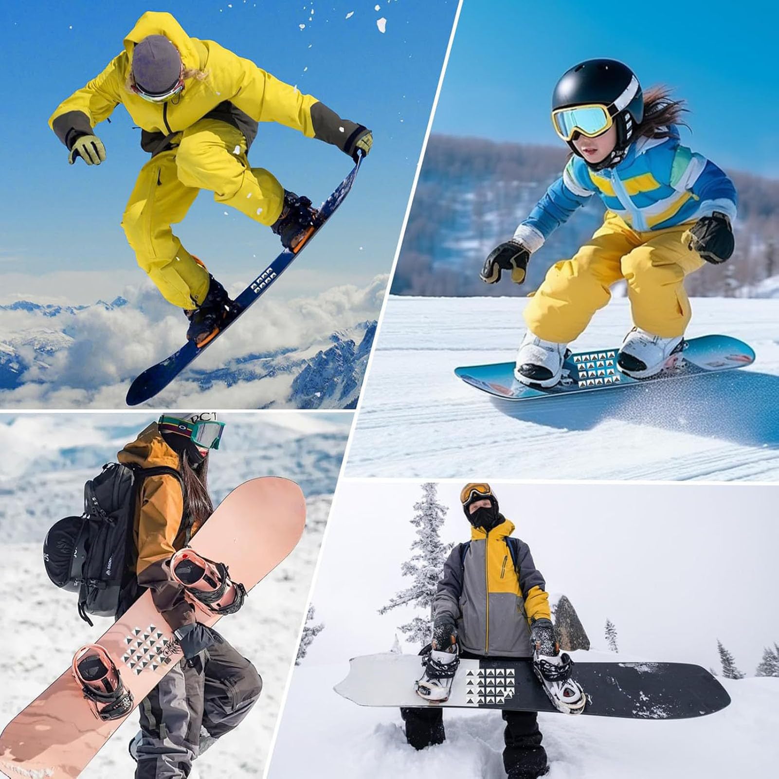Snowboard Stomp Pad - Non-Slip Adhesive Traction Pads, 10 Pack Winter Grip Set, Triangular and Pentagram Anti-Skid Foot Pads, Strong Board Control Accessory for Ski Enthusiasts