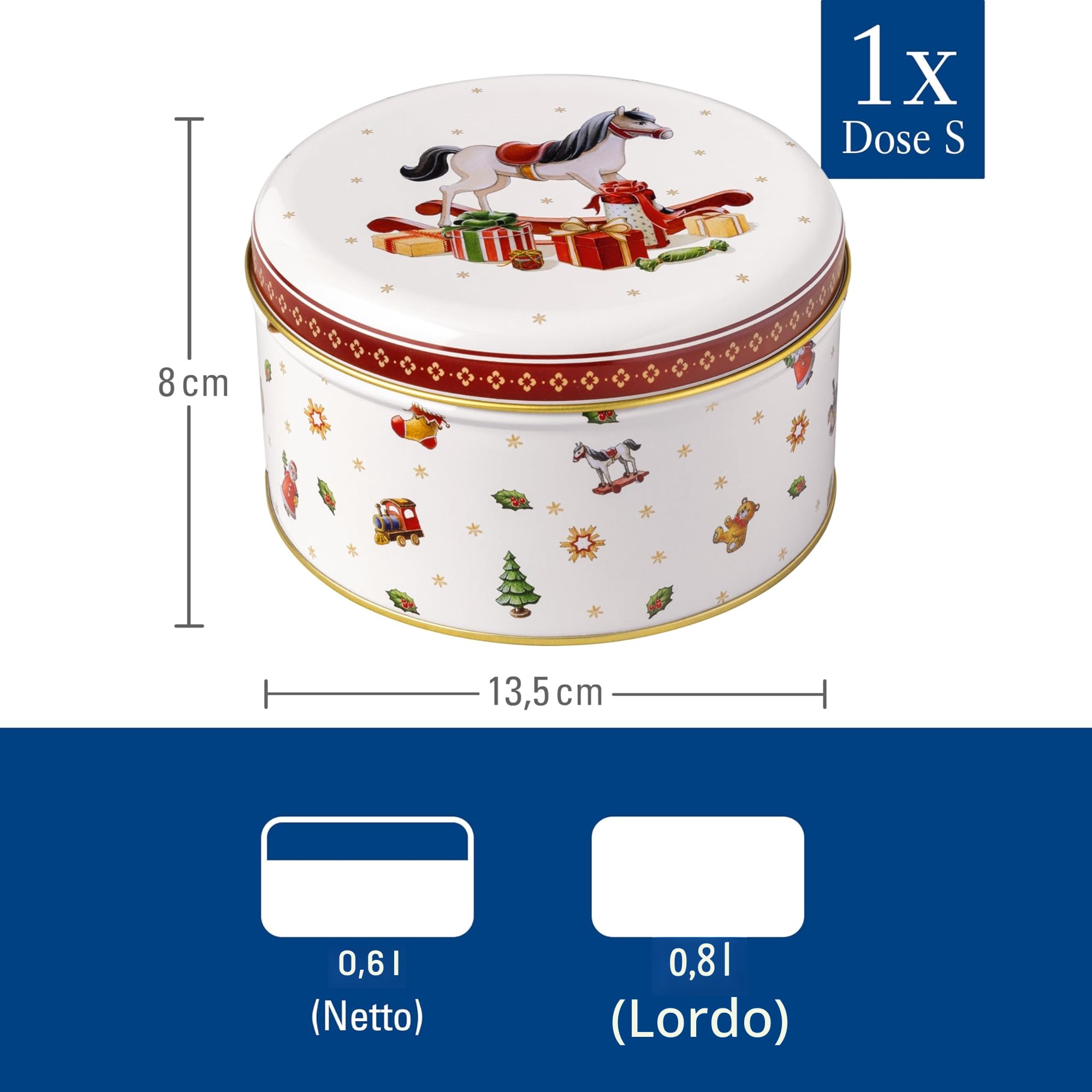 Villeroy & Boch - Winter Collage Set di Biscottiere Variopinto, Scatola di Biscotti, Biscottiera, Scatoline Biscotti, Decorazioni per la Casa, Xmas, Natale, Metallo